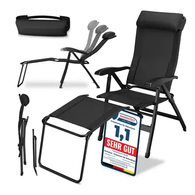 Preisvergleich fr ELONEO Campingstuhl faltbarer Klappstuhl Liegestuhl mit  Beinauflage, schwarz, aus Aluminium | Ladendirekt