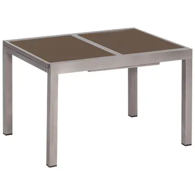 Preisvergleich für Gartentisch ausziehbar ca. 180x90 cm Alu/Glas, BxHxT 90x75x120 cm, in der Farbe Braun, aus Aluminium