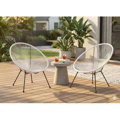 Gartensessel Relaxsessel DALIDA im Acapulco Style 2er Set Weiß