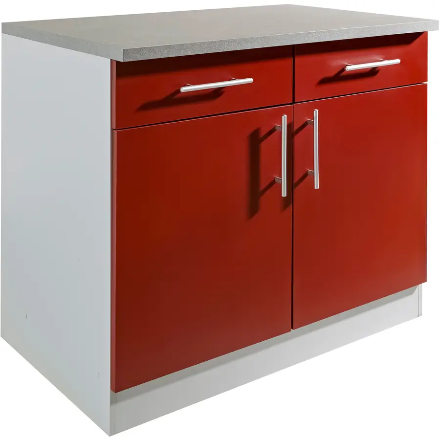 Preisvergleich für wiho Küchen Unterschrank Kiel 100 cm breit, 60 cm tief, BxHxT 100x60x85 cm, in der Farbe Grau, aus Holzwerkstoff