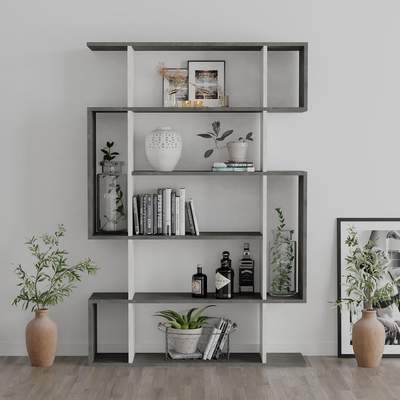 Preisvergleich für Decortie BÜCHERREGAL Grau 108.6x160.8x25.3 cm, aus Holzwerkstoff