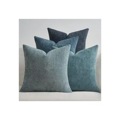 Preisvergleich für Topfinel Kissenbezug 40x40 samt kissenbezüge 50x50 Weich Sofa Deko Rattanstreifen, kissenbezug 4er set Blau Farbverlauf, BxHxT 40x50x40 cm