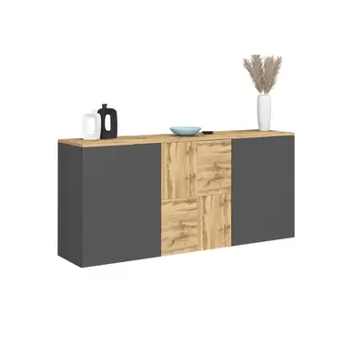 Preisvergleich für OTTO home Sideboard ISEO, Kommode, Schrank, Sideboard, Lowboard, 6 Fächer, Breite 150 cm 1 Stk. tlg. stehend/hängend, 3, BxHxT 150x35x70 cm, in der Farbe Grau, aus Holzwerkstoff