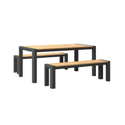 Preisvergleich für Ambia Garden GARTENTISCHGRUPPE Grau, Teak, BxHxT 162x74x170 cm, aus Metall
