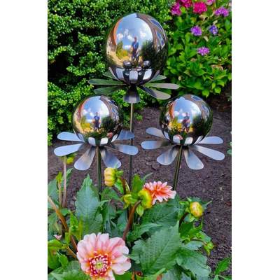 Jürgen Bocker Rosenkugel Garten-Deko - Edelstahl Kugel 15cm Mit Stab 80cm