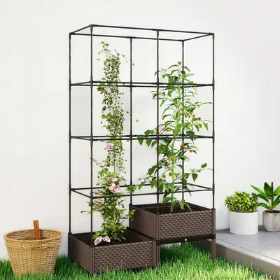 Preisvergleich für Outsunny HOCHBEET Schwarz 50x174x100 cm, aus Metall