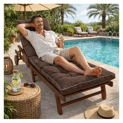 Preisvergleich für sunnypillow Liegenauflage 200 x 60 - Auflage für Gartenliege extra dick 13cm, Braun