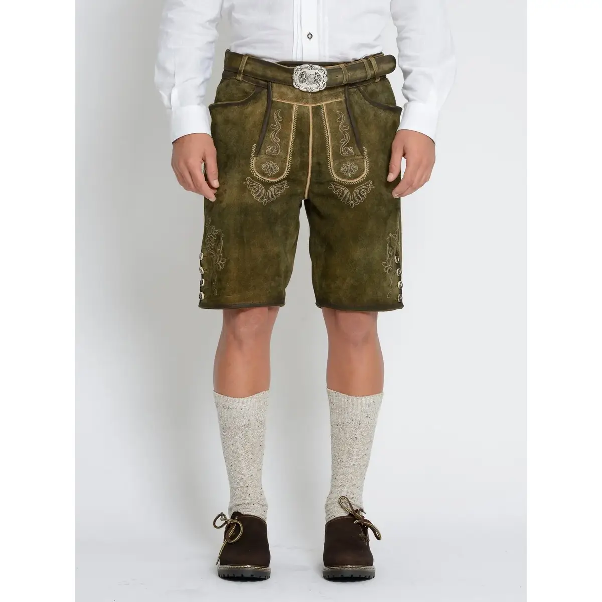 Trachtenlederhose Herren Mit Hosenträgern - Oktoberfest Lederhose Kniebund