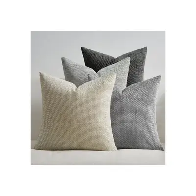 Preisvergleich für Topfinel Kissenbezug 40x40 samt kissenbezüge 50x50 Weich Sofa Deko Rattanstreifen, kissenbezug 4er set Grau Farbverlauf, BxHxT 40x50x40 cm
