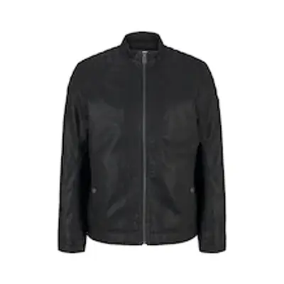 Preisvergleich für TOM TAILOR Herren Bikerjacke aus Kunstleder, schwarz,  Uni, XXL, aus Baumwolle, Größe XXL Ladendirekt