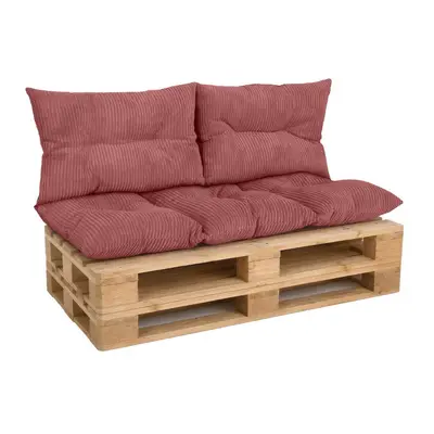 Preisvergleich für Amilian Palettenkissen Set 3-teilig Palettenauflagen für Europaletten, Balkon, Terrasse, Sitzkissen 120x60 cm + 2x Kissen, in der Farbe Rosa, aus Polyester